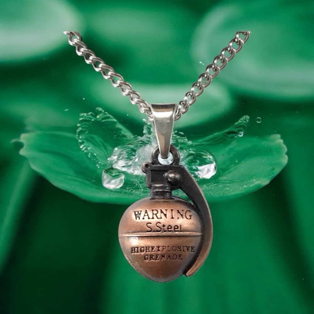🆕 3D Grenade Pendant Necklace Stainless Steel